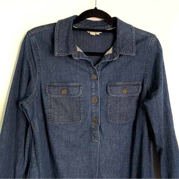 Boden Lola Denim Shirt Dress Sz 8L Long Sleeve Collared Pockets Stretch Casual - Picture 5 of 11